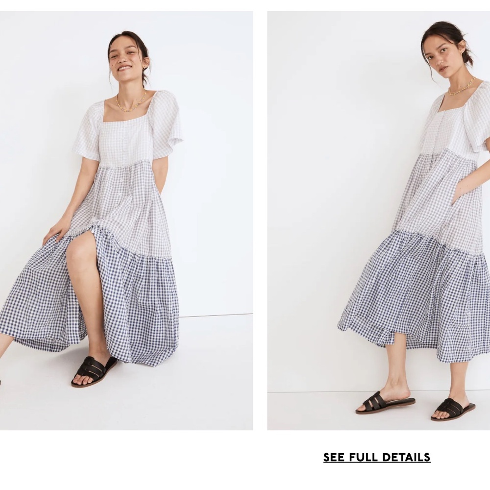 MADEWELL Patchwork Gingham Midi Dress